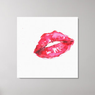 Watercolor rode lippen make-up branding canvasprin canvas afdruk
