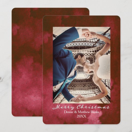 Watercolor Rode Peer. Elegante Kerstkaart Kaart (Voorkant / Achterkant)