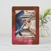 Watercolor Rode Peer. Elegante Kerstkaart Kaart (Staand voorkant)