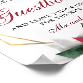 Watercolor Rode Poinsettia Bloemachtig Huwelijksga Poster (Hoek)