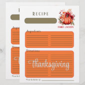 Watercolor Rode Pompoen Thanksgiving ringband pagi (Voorkant / Achterkant)