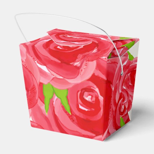 Watercolor Rode Rozen Bloemen Take Out Bedankdoosjes (Achterkant)