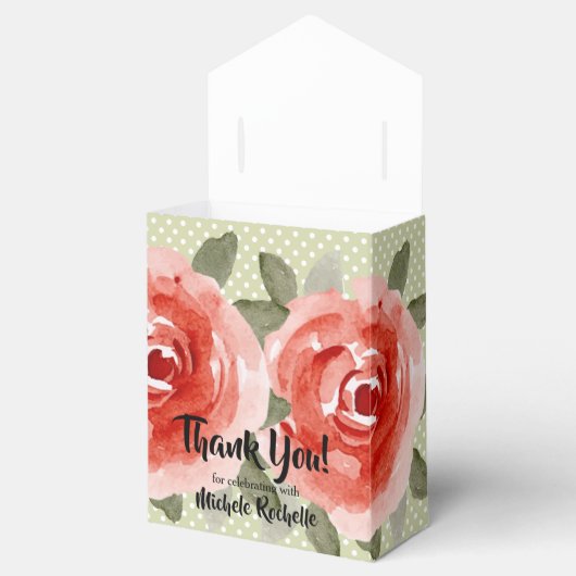 Watercolor Rode Rozen Bloementent Bedankdoosjes (Geopend)
