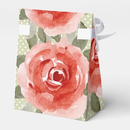 Watercolor Rode Rozen Bloementent Bedankdoosjes (Achterkant)