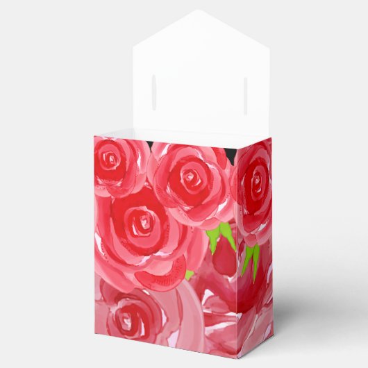 Watercolor Rode Rozen Bloemstijl Tentstijl Bedankdoosjes (Geopend)