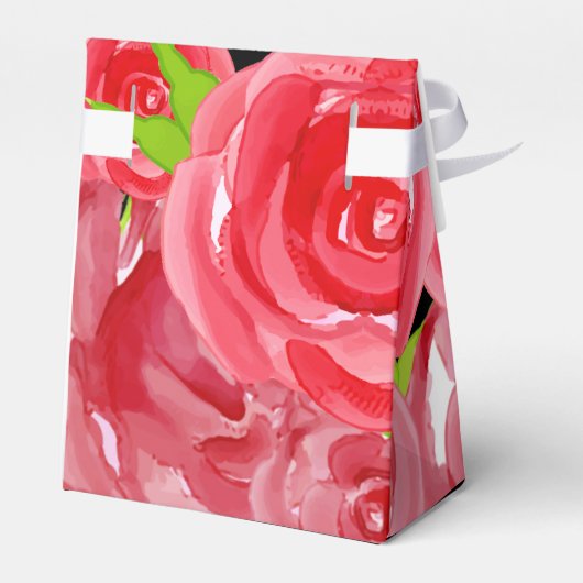 Watercolor Rode Rozen Bloemstijl Tentstijl Bedankdoosjes (Achterkant)