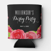 Watercolor Rode Rozen Derby Feest Blikjeskoeler (Achterkant)