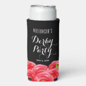 Watercolor Rode Rozen Derby Feest Seltzer Blikjeskoeler (Seltzer Voorkant)