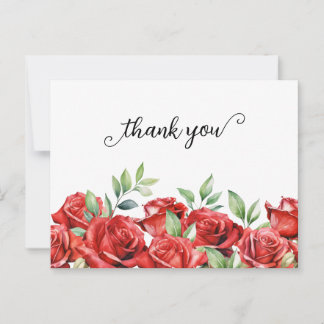 Watercolor Rode Rozen Rand Dank Je Wel Briefkaart