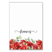 Watercolor Rode Rozen Script Naam Plaatskaartjes Kaart (Voorkant)
