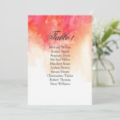 Watercolor rode trouwzaalstoelenkaart. Koraal plan Kaart (Staand voorkant)