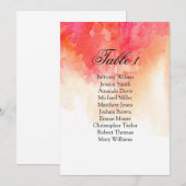 Watercolor rode trouwzaalstoelenkaart. Koraal plan Kaart (Voorkant / Achterkant)