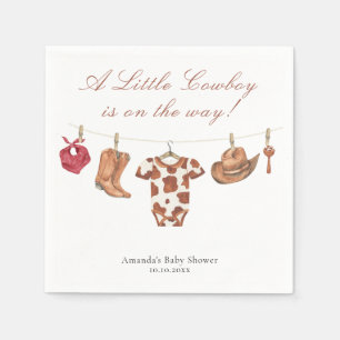 Watercolor Rodeo Western Cowboy Baby Borrel Servet