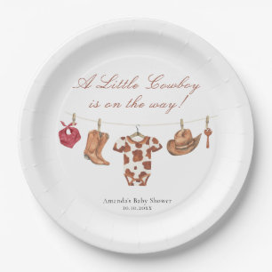 Watercolor Rodeo Western Cowboy Baby Shower Papieren Bordje