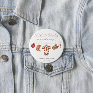 Watercolor Rodeo Western Cowboy Baby Shower Ronde Button 7,6 Cm