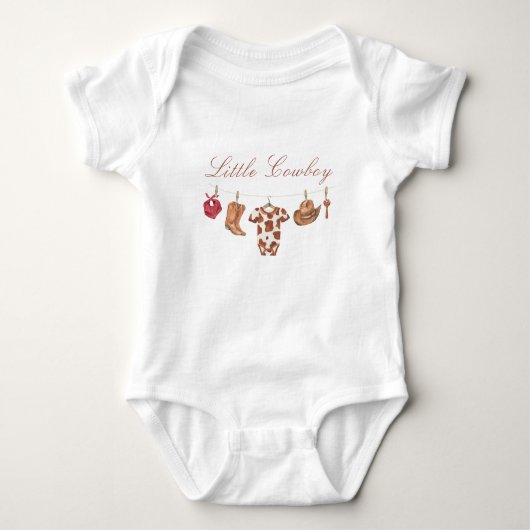 Watercolor Rodeo Westerse Cowboy Baby Shower Romper (Voorkant)