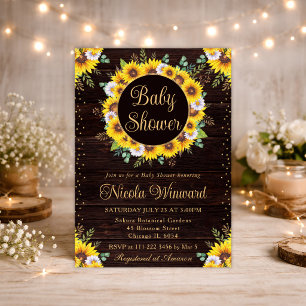 Watercolor Roestige Zonnebloemen Krans Baby Shower Kaart
