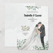 Watercolor Romantisch Kussend Paar Trouwdag Kaart (Voorkant / Achterkant)