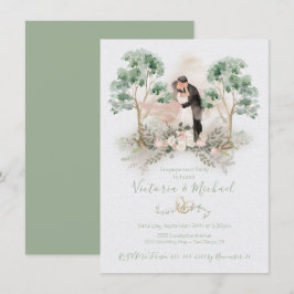 Watercolor Romantisch Paar Eucalyptus Bloemen Kaart