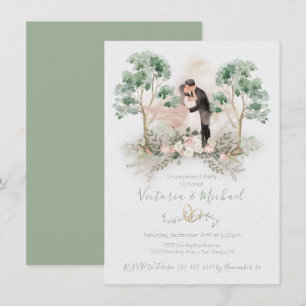 Watercolor Romantisch Paar Eucalyptus Bloemen Kaart