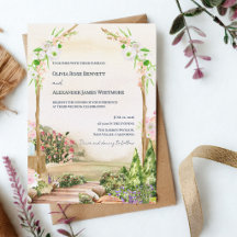 Watercolor Romantische Tuinboog Buiten Huwelijk