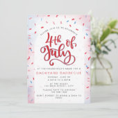 Watercolor Rood en Blauw Vier Juli Feestje Kaart (Staand voorkant)