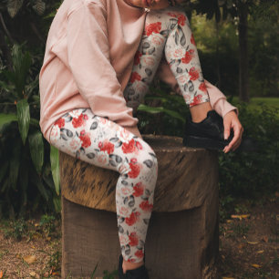 Watercolor Rood Zwarte Rozen Patroon Valentijn Lie Leggings