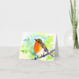 Watercolor roodborst aangepasbaar kaart