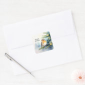 Watercolor Roodborst op een Dennentak Sticker (Envelop)