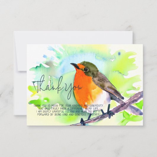 Watercolor roodborstje aanpasbaar kaart (Voorkant)