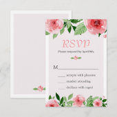 Watercolor Roos Bloem Botanische RSVP Reactiekaart Kaartje (Voorkant / Achterkant)