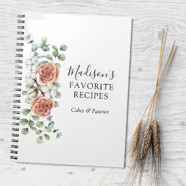 Watercolor Roos Bloem Eucalyptus Bladeren Recept Notitieboek