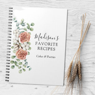 Watercolor Roos Bloem Eucalyptus Bladeren Recept Notitieboek