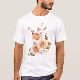 Watercolor Roos Bloem T-Shirt | Elegante Botanisch