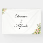 Watercolor Roos Bruiloft  Spandoek (Horizontaal)
