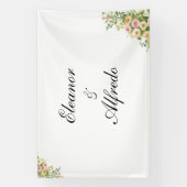 Watercolor Roos Bruiloft  Spandoek (Verticaal)