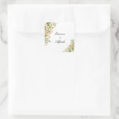 Watercolor Roos Bruiloft Vierkante Sticker (Tas)