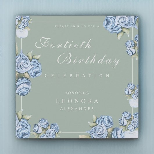 Watercolor Roos ELKE Mijlpaal Bloemige Verjaardag Kaart