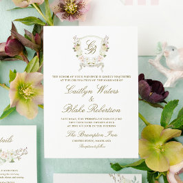 Watercolor Roos Hydrangea Trouwkam Invitatie Kaart