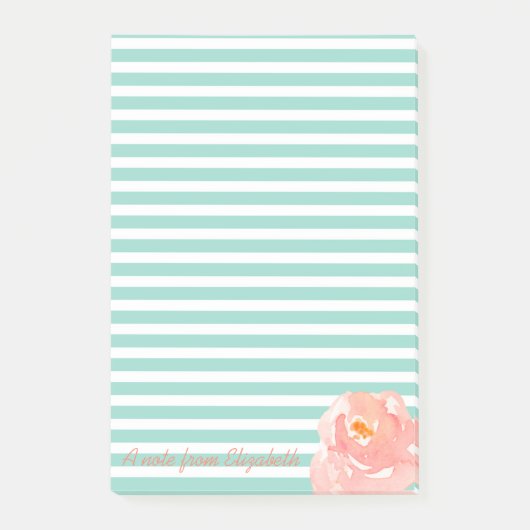 Watercolor Roos op Strepen-Persoonlijk Post-it® Notes (Voorkant)
