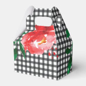 Watercolor Roos Zwart Wit Gingham Geruit Puntgevel Bedankdoosjes (Achterkant)