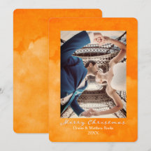 Watercolor Rosbruine Oranje Elegante Kerstkaart