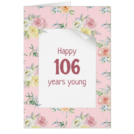 Watercolor Rose 106th Birthday Card (Voorkant)