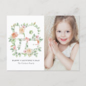 Watercolor Rose and Greenery Photo Valentine's Day Briefkaart (Voorkant)