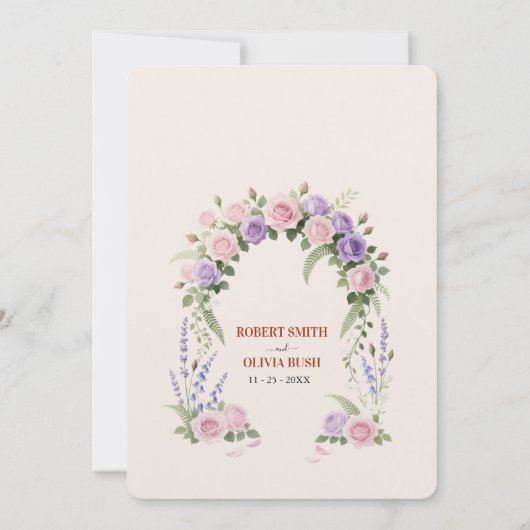 Watercolor Rose Arch Fairytale Wedding Invitation Kaart (Achterkant)
