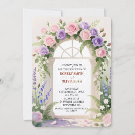 Watercolor Rose Arch Fairytale Wedding Invitation Kaart