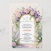 Watercolor Rose Arch Fairytale Wedding Invitation Kaart (Voorkant / Achterkant)