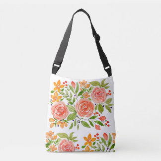 Watercolor Rose Bouquet Bag Crossbody Tas