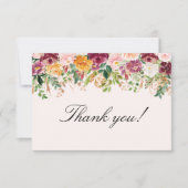 Watercolor Rose Flower Garden Wedding Bedankkaart (Voorkant)