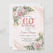Watercolor Rose Gold Eucalyptus 60th Birthday  Kaart (Voorkant)